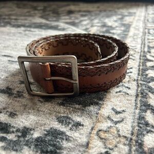Boho leather brown belt western Aztec medium